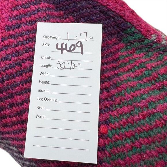 Aran Sweater Market Wool Blend Poncho Cape Snap Closure Mulberry Plaid OS - Picture 10 of 10